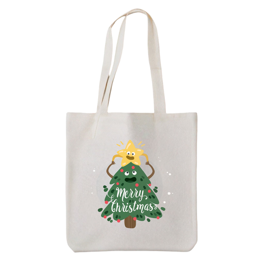 Tote bag "Merry Christmas" con árbol navideño