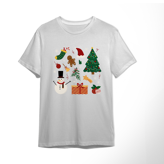 Camiseta con elementos navideños