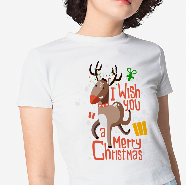 T-shirt "Merry christmas" con reno