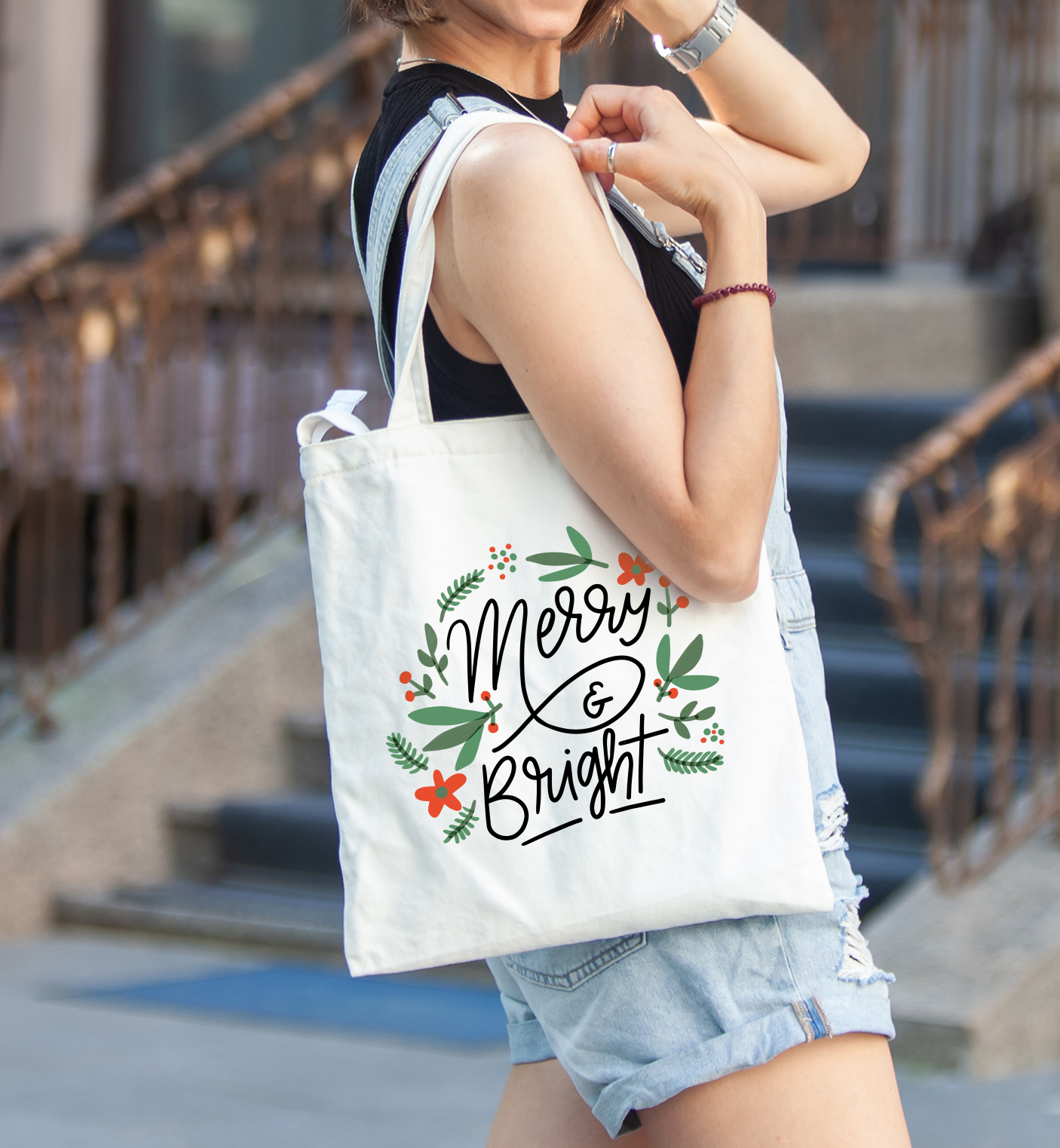 Tote bag "Merry and bright"